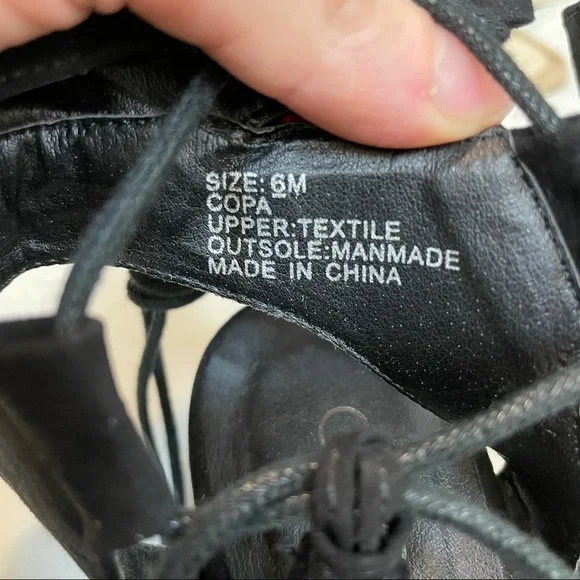 COCONUTS MATISSE Copa Tassel Lace Up Strappy Sandals Heel Suede Black 6 - Picture 3 of 7